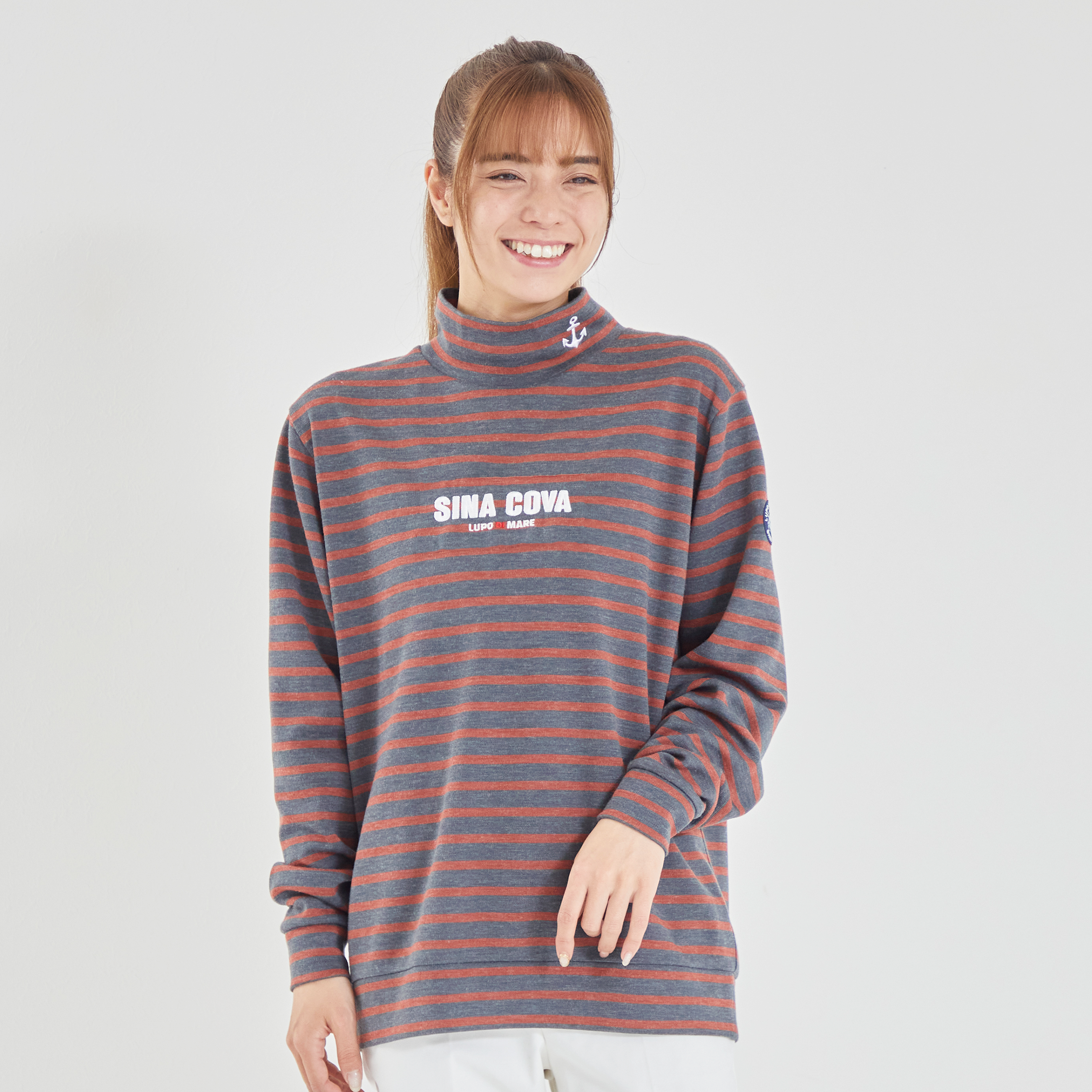 【公式】シナコバ (SINA COVA) タートルネック 長袖ボーダーTシャツ ユニセックス(男女兼用) 23250050