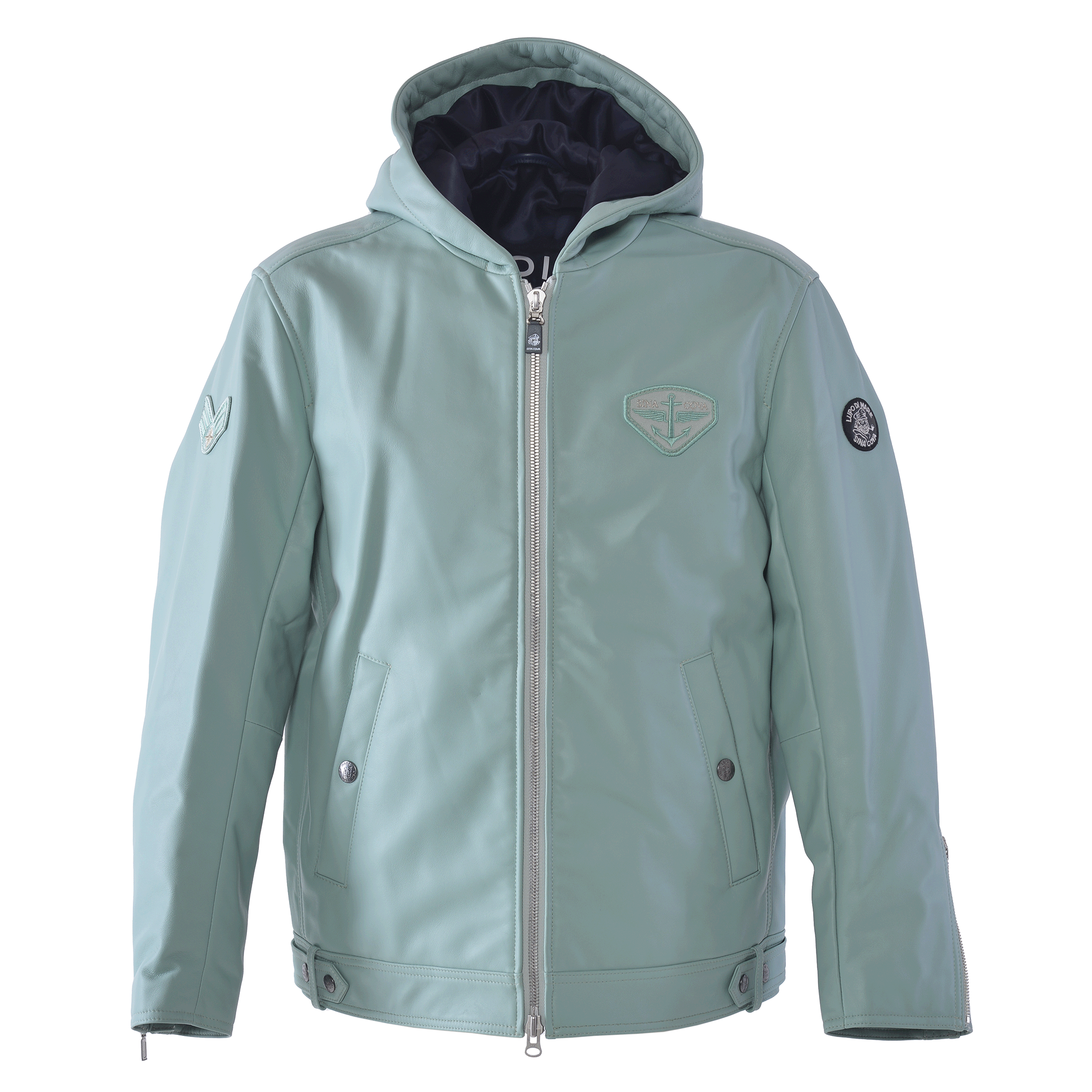 フード付きレザージャケット 25223910