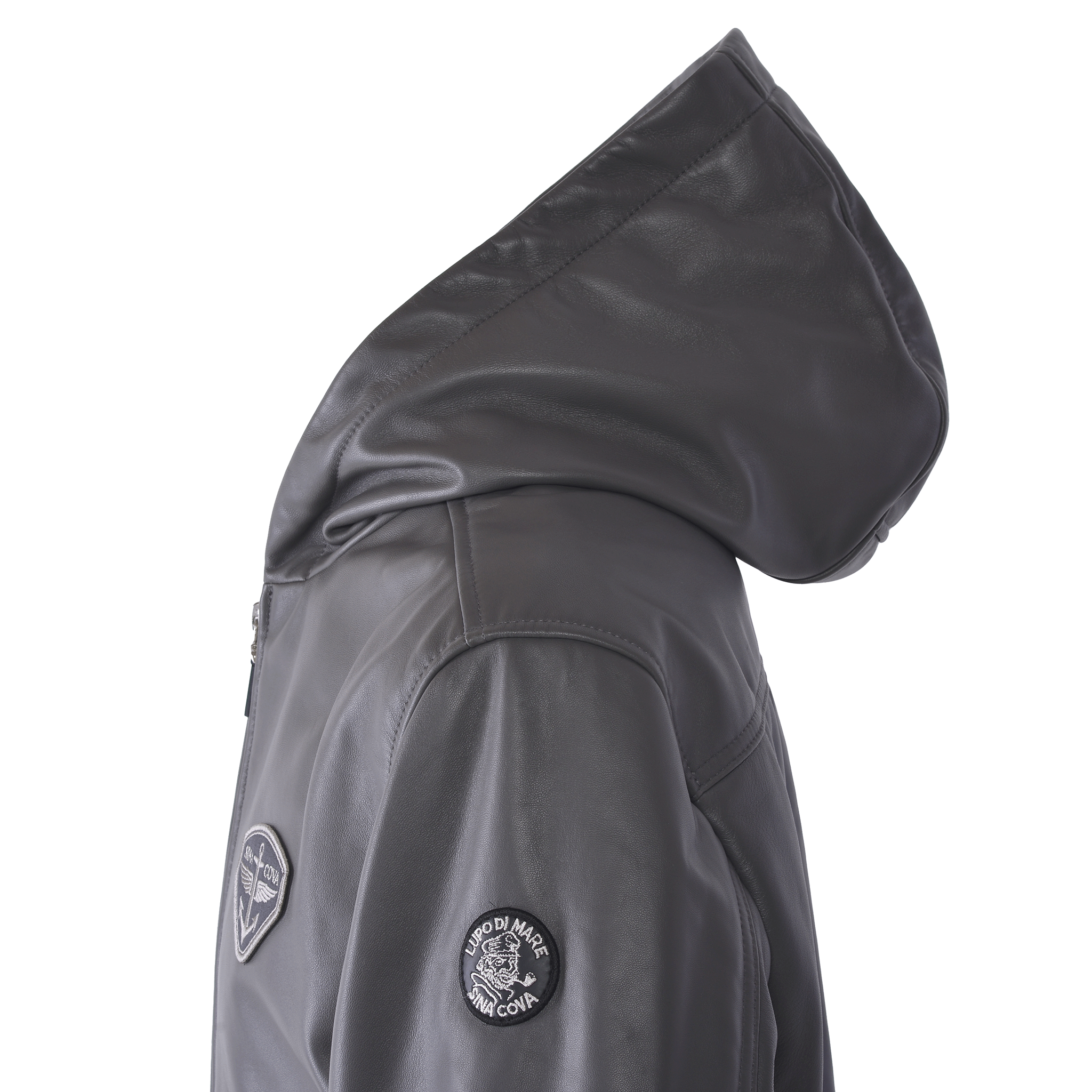 フード付きレザージャケット 25223910