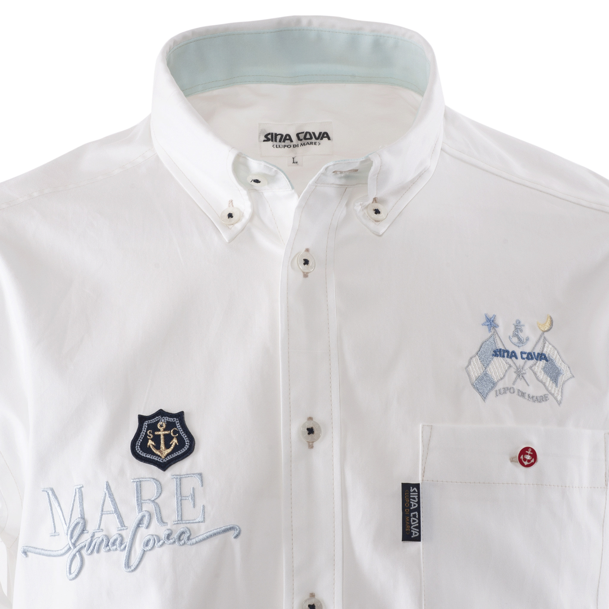 【公式】シナコバ(SINA COVA)長袖 ボタンダウンシャツ ワイシャツ カッターシャツ 刺繍入り スマートカジュアル 23114010