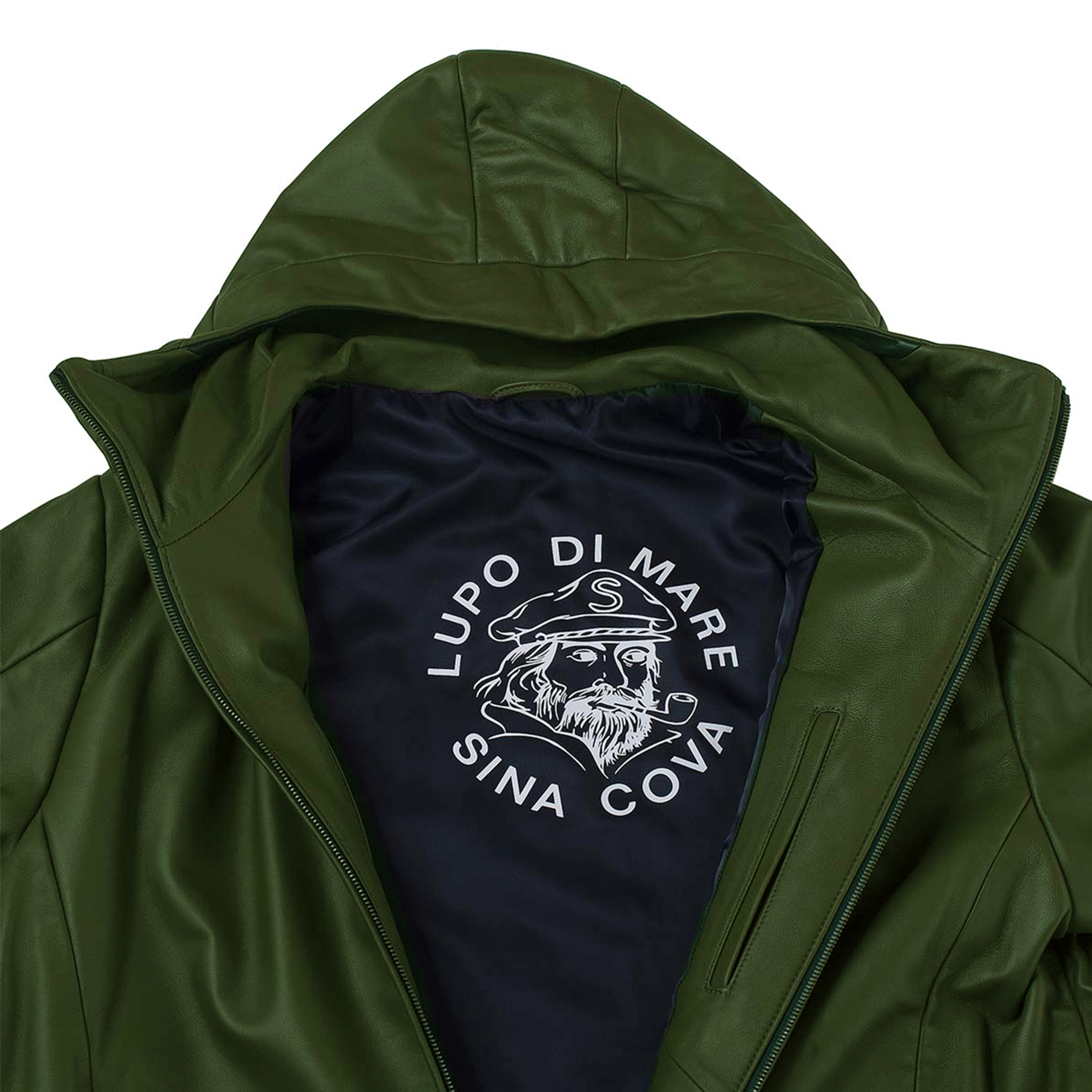 Leather blouson with hood 18223910